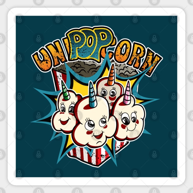 Unicorn Popcorn (The Uni-POP-Corn) Sticker by dkdesigns27